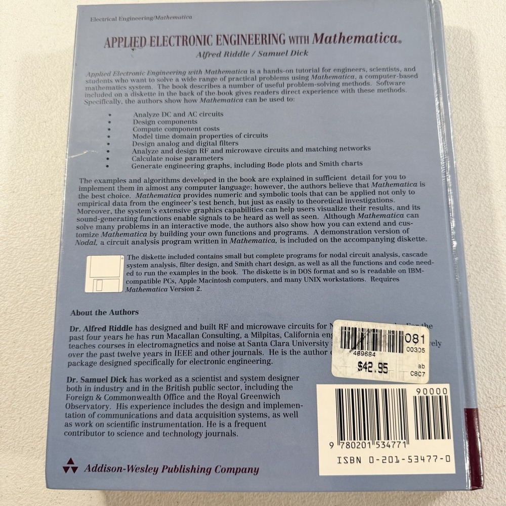 Applied Electrical Engineering with Mathematica by Alfred Riddle 1995 HC - Picture 2 of 10